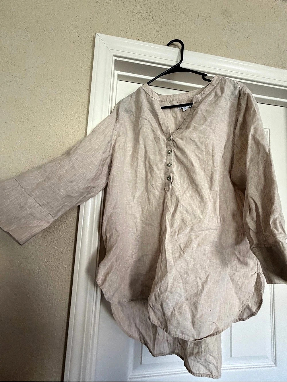 Chico 100% Linen Tunic in Beige Size 2